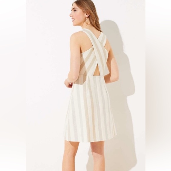 LOFT Dresses & Skirts - LOFT Shimner Stripe Crossback dress- worn about 3x